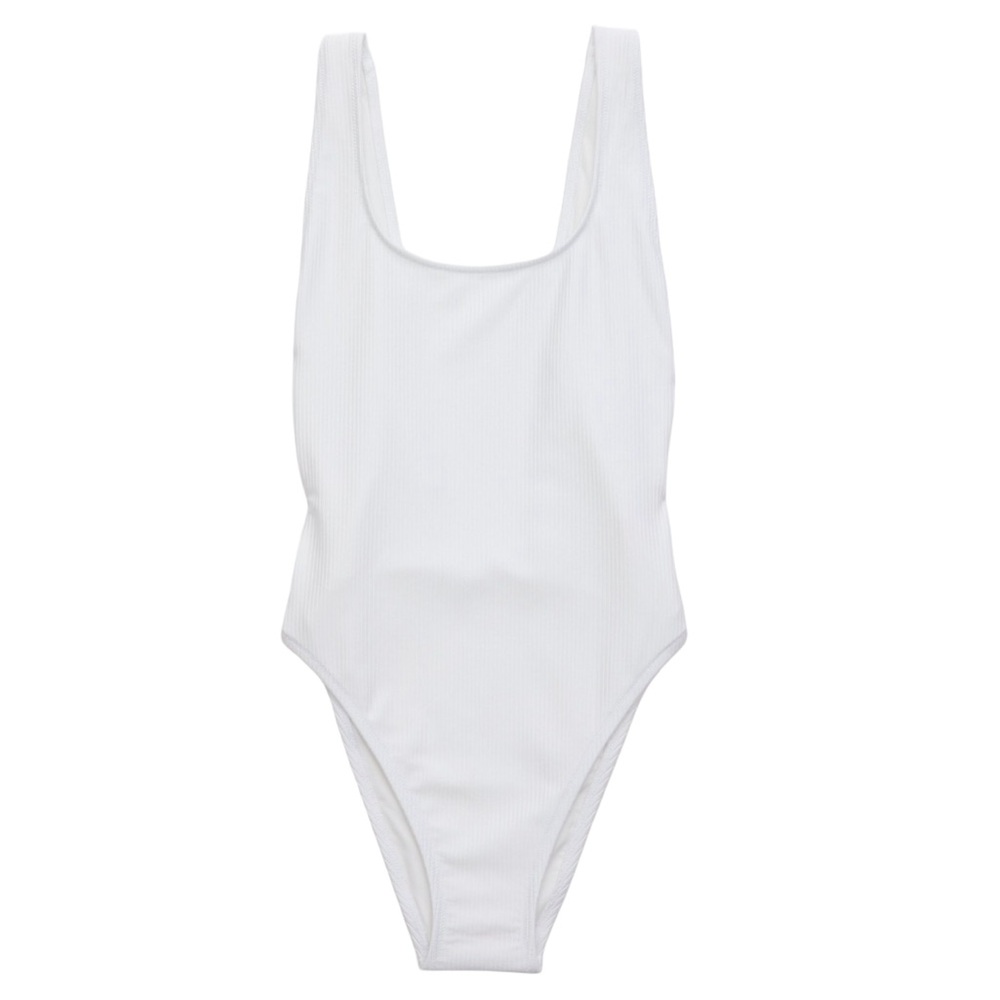 Aerie Shiny Rib Birthday Scoop Cheekiest One Piece Swimsuit NWT Beach Satiny - Picture 4 of 10